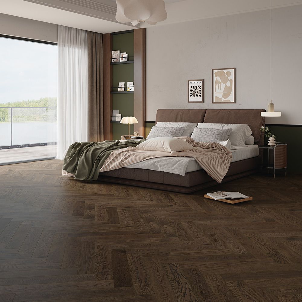 Lamella Kohle Euro Oak Herringbone 15/3mm (Price sqm)