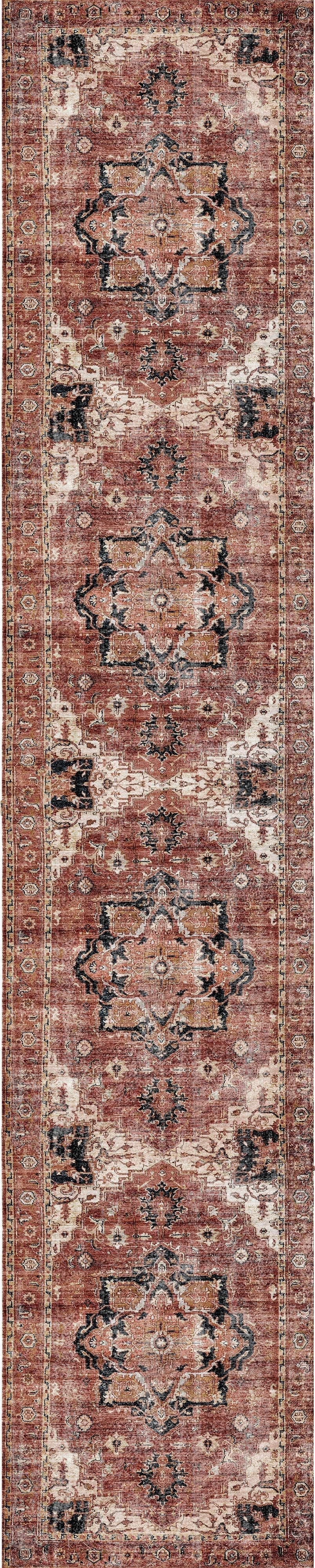 Distressed Vintage Cezanne Terracotta Runner - VITAL 2244-01
