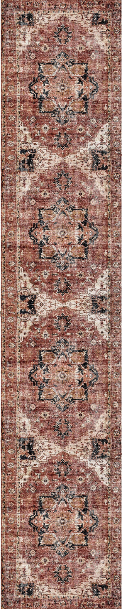 Distressed Vintage Cezanne Terracotta Runner - VITAL 2244-01