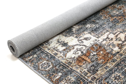 Distressed Vintage Cezanne Rabbit Gray Inca Gold Area Rug - VITAL 2244-04