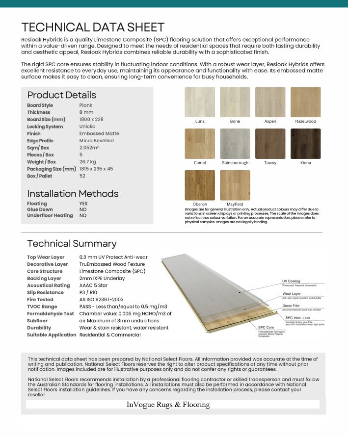 Resioak Hazelwood Hybrid 8mm (Price per sqm)