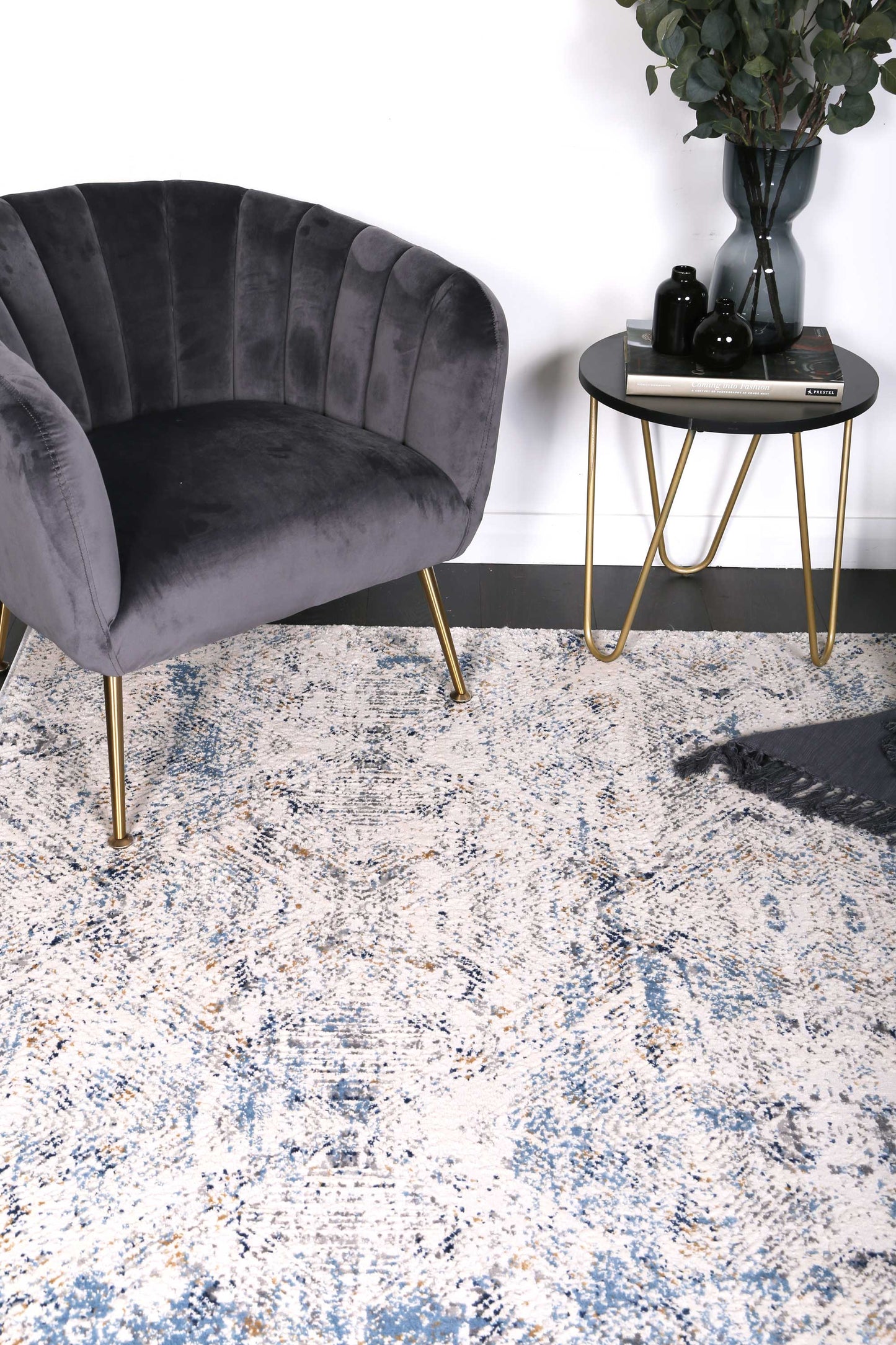 Amelia Navy Blue Ikat Rug
