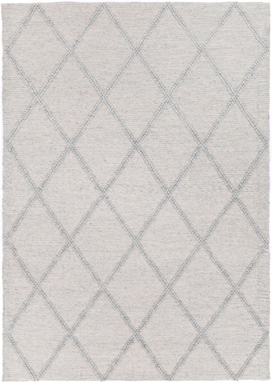 Goa Lattice Wool Blend Grey Rug (No Tassel)