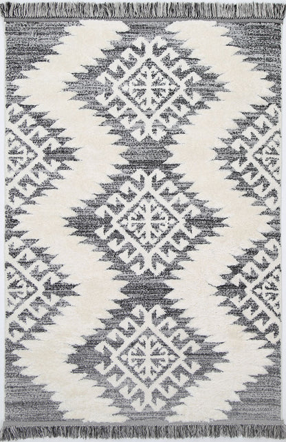 Kaza Tribal Cream Anthracite Rug