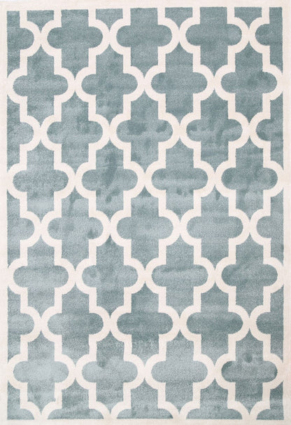 Piccolo Aqua White Lattice Pattern Kids Rug