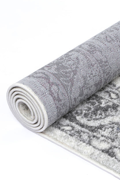 Ligures White Grey Traditional Rug