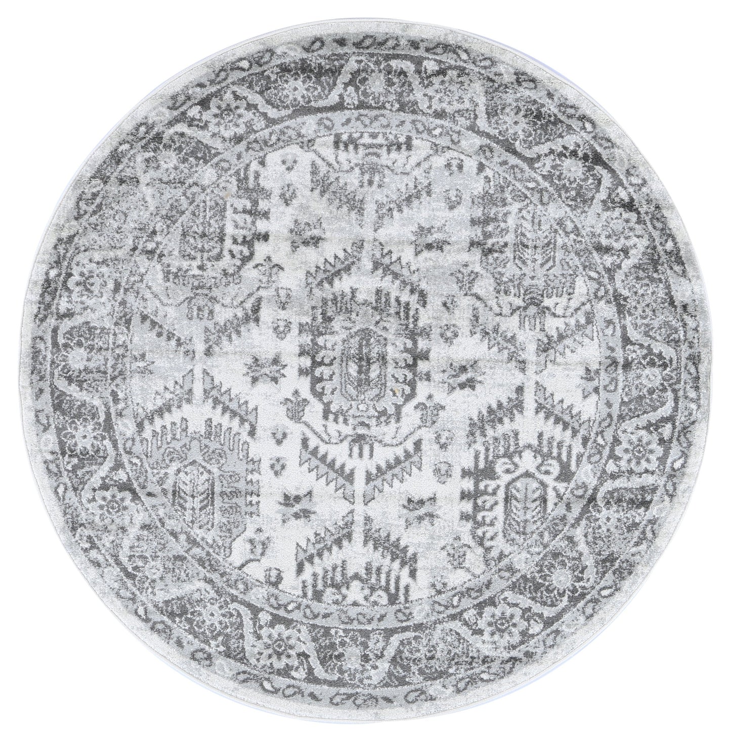 Ligures White Grey Traditional Rug
