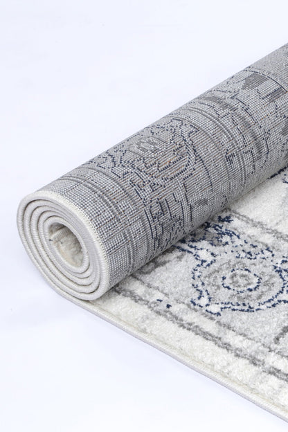 Ligures Grey White Rug