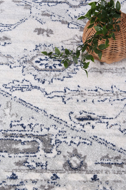 Ligures Grey White Rug