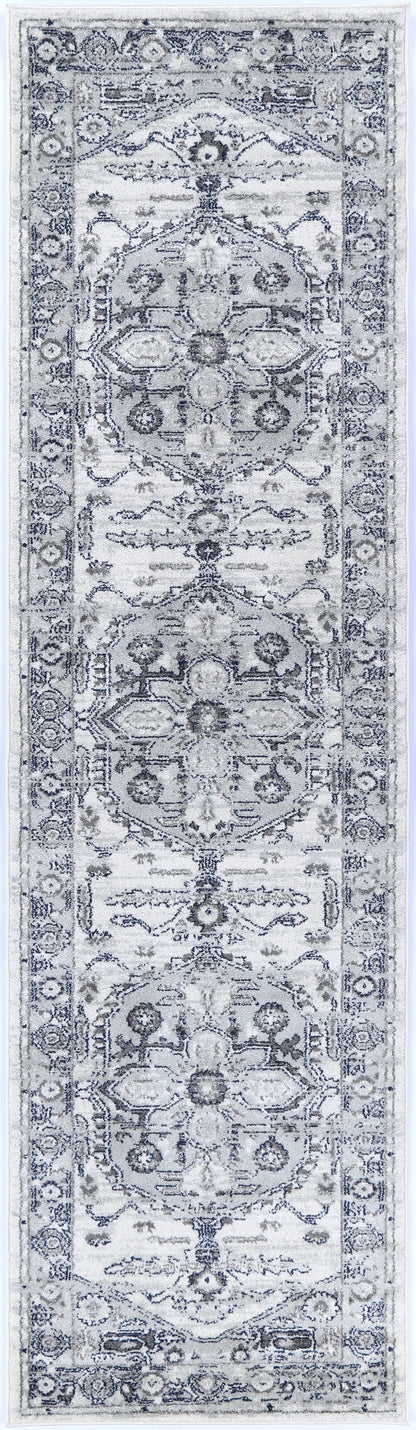 Ligures Grey White Rug