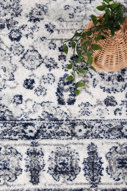 Ligures Navy Cream Traditional Rug