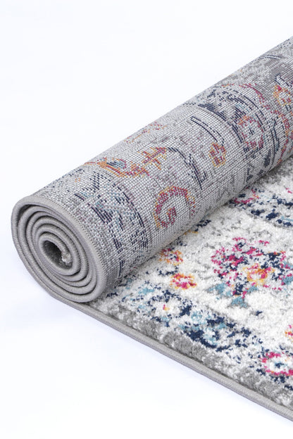 Ligures Grey Multi Traditional Rug