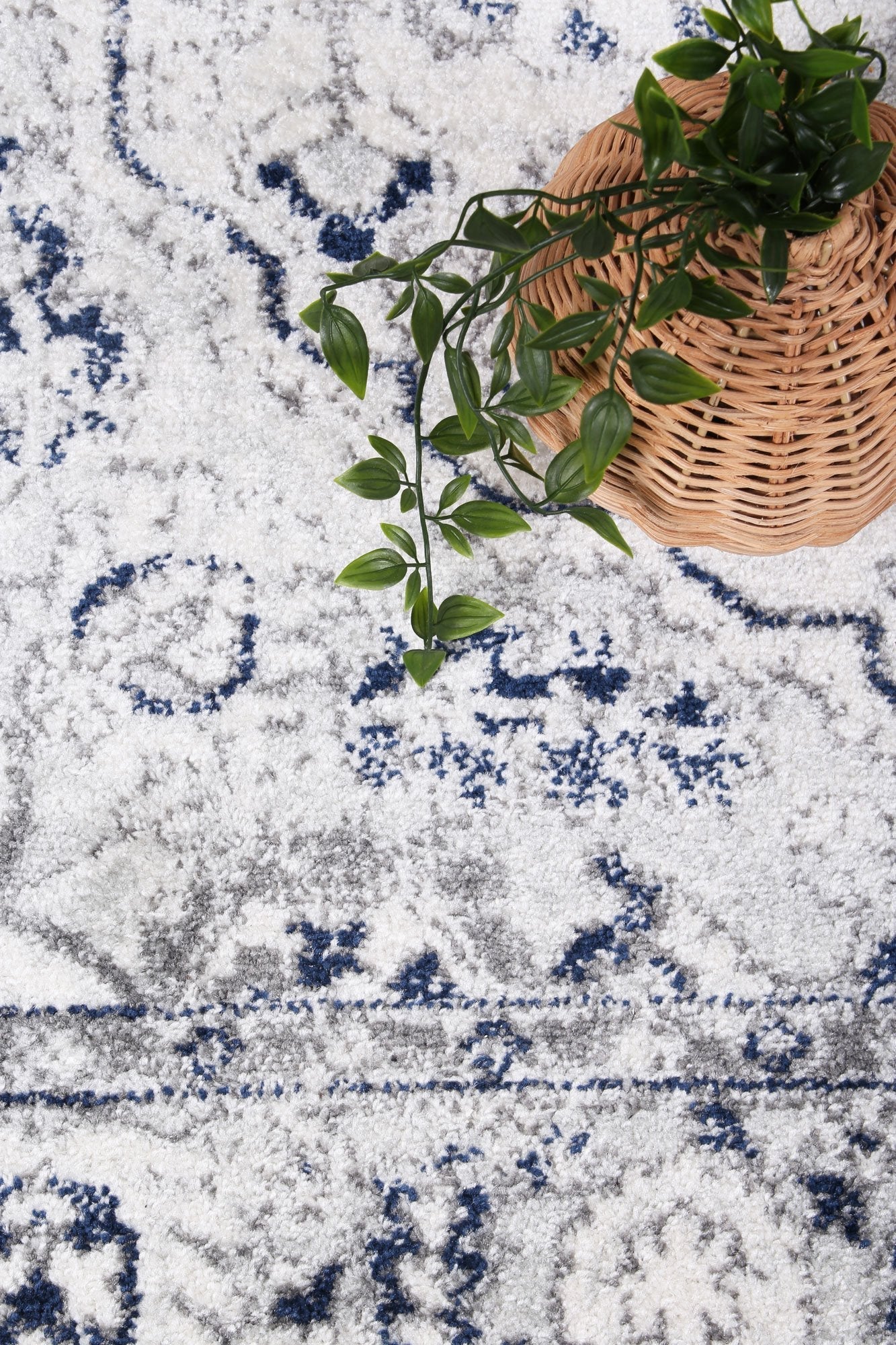 Ligures Cream Navy Floral Rug