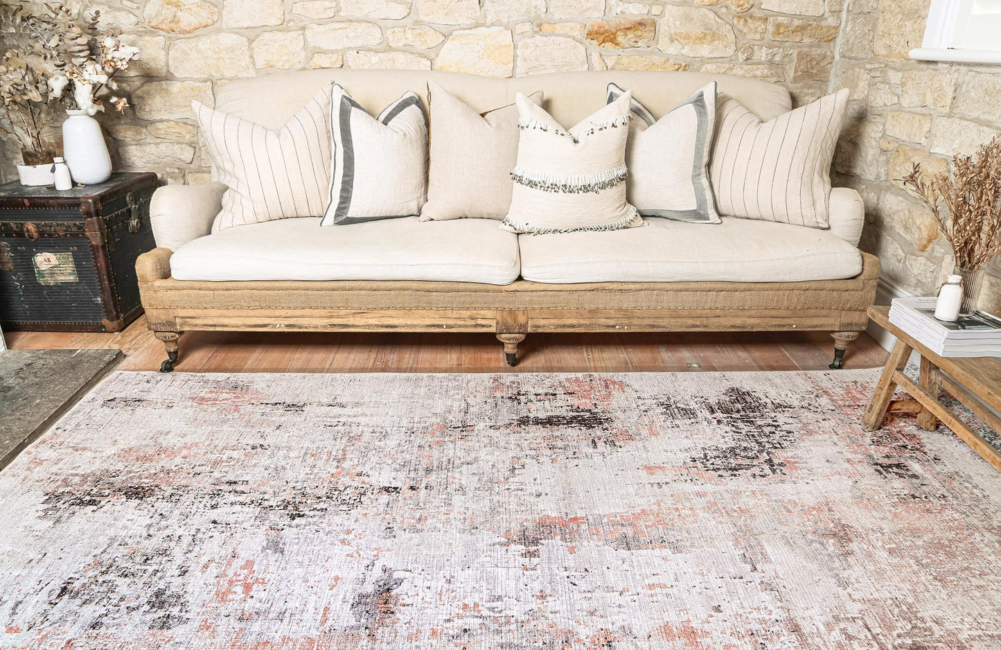 Abstract Celine Blush Washable Rug - VITAL 1525-21