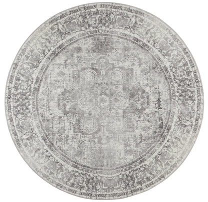 Distressed Vintage Chilaz Grey Round Rug - VITAL 2085-04