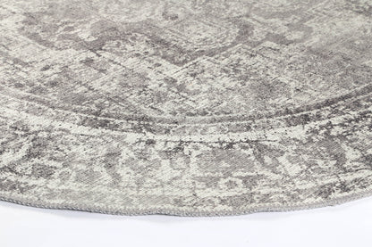 Distressed Vintage Chilaz Grey Round Rug - VITAL 2085-04